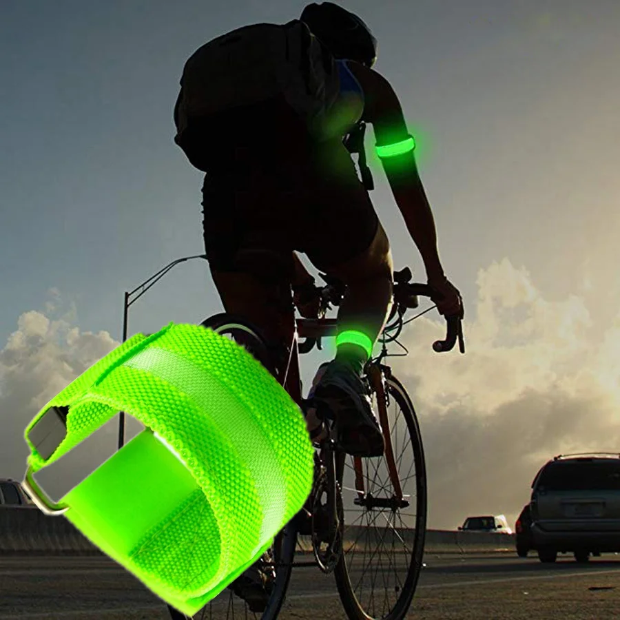 Discount Glowing Bracelets Wristbands Running Light for Runners Joggers Cyclists Night Riding Safety Adjustable Bike Bicycle Lights 0