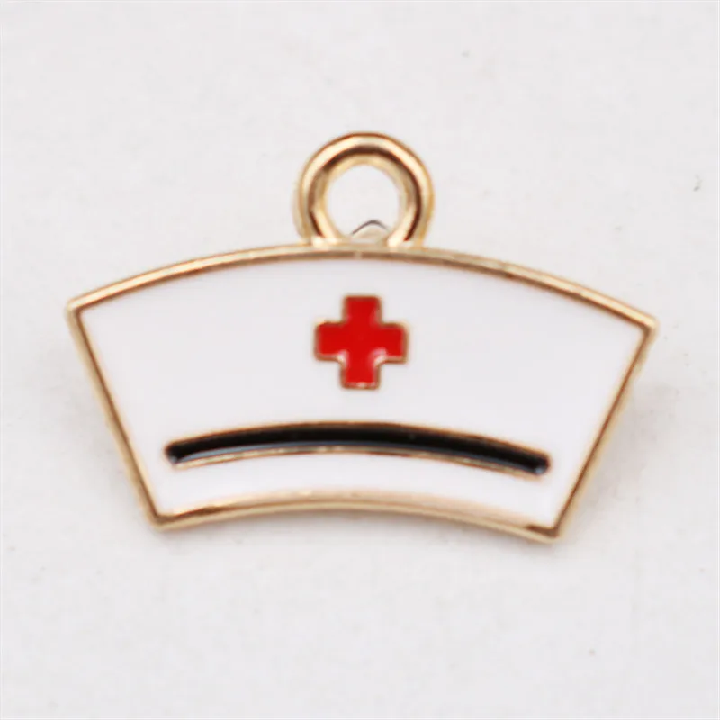 Multi style Creative Handmade Drip Oil Medical Jewelry Pendant Stethoscope Charms Syringe Charms Nurse Hat Charms 6pcs A1533