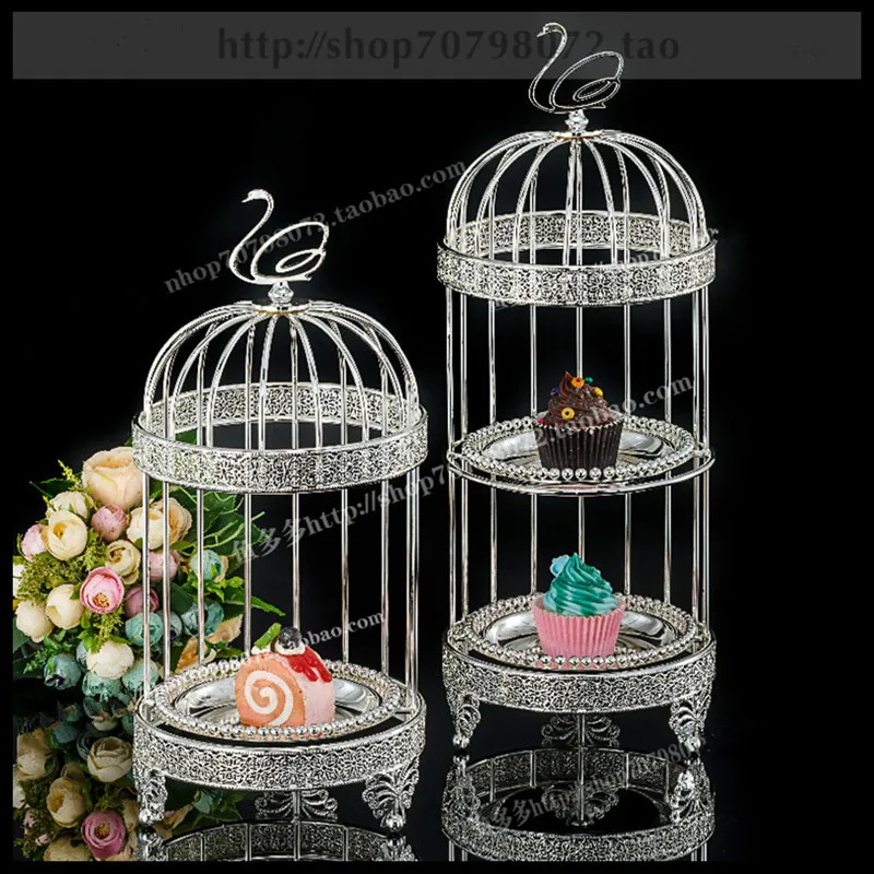 

1 PCS European single-layer double-layer bird cage snack cake cup cake plate wedding dessert table