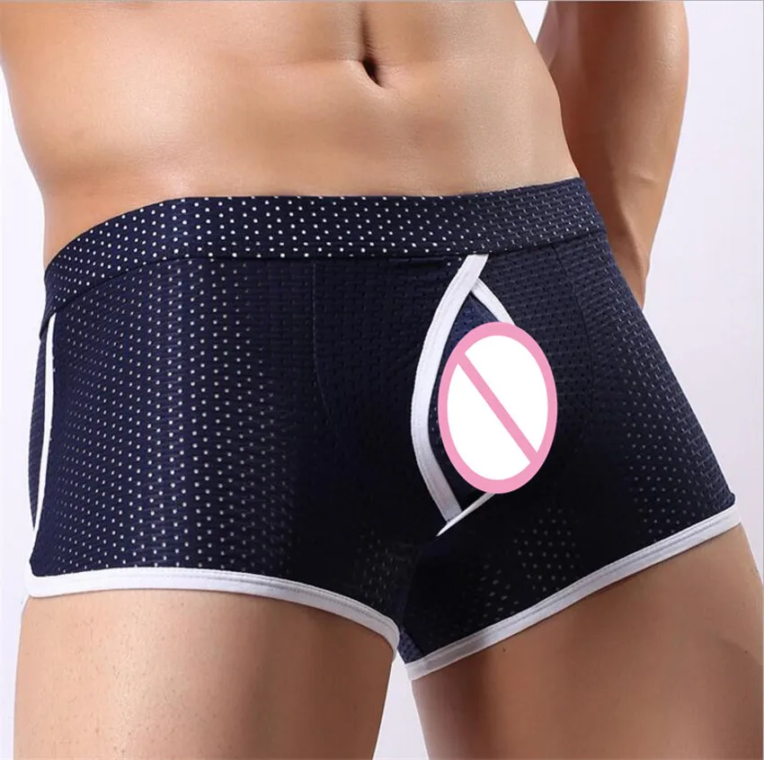 Brand Mens Mesh Boxers Underwear Breathable Mens U Convex Boxer Trunk