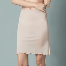 Однотонные юбки из чистого шелка, Женская кружевная юбка из мягкого шелка с лоскутной талией, Женская Базовая прямая юбка, Vestidos, размер M-XL, WQ251