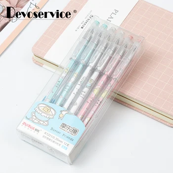 

12PCS 0.35mm Kawaii Erasable Gel Pen Refills Black Blue Ink Blue Magical Writing Neutral Pen School Office Writing Supplies