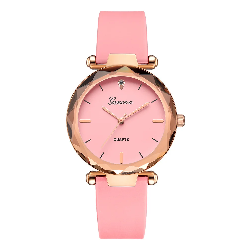Новинка года женское платье часы Роскошный брендовый горный хрусталь кварцевые часы Простой силиконовый ремешок Девушка Мода наручные relogio feminino - Цвет: Pink