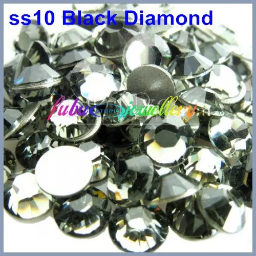 Бесплатная доставка! 1440 шт./лот SS10 (2.7 2.9 мм) Black Diamond плоской задней Дизайн ногтей не