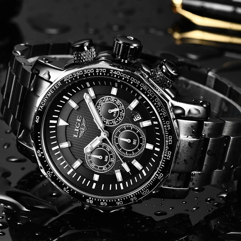 LIGE Men Watches Fashion Chronograph Luxury Waterproof Business Watch Men Full Steel Sports Quartz Clock Male Relogio Masculino LIGE Men Watches Fashion Chronograph Luxury Waterproof Business Watch Men Full Steel Sports Quartz Clock Male Relogio Masculino