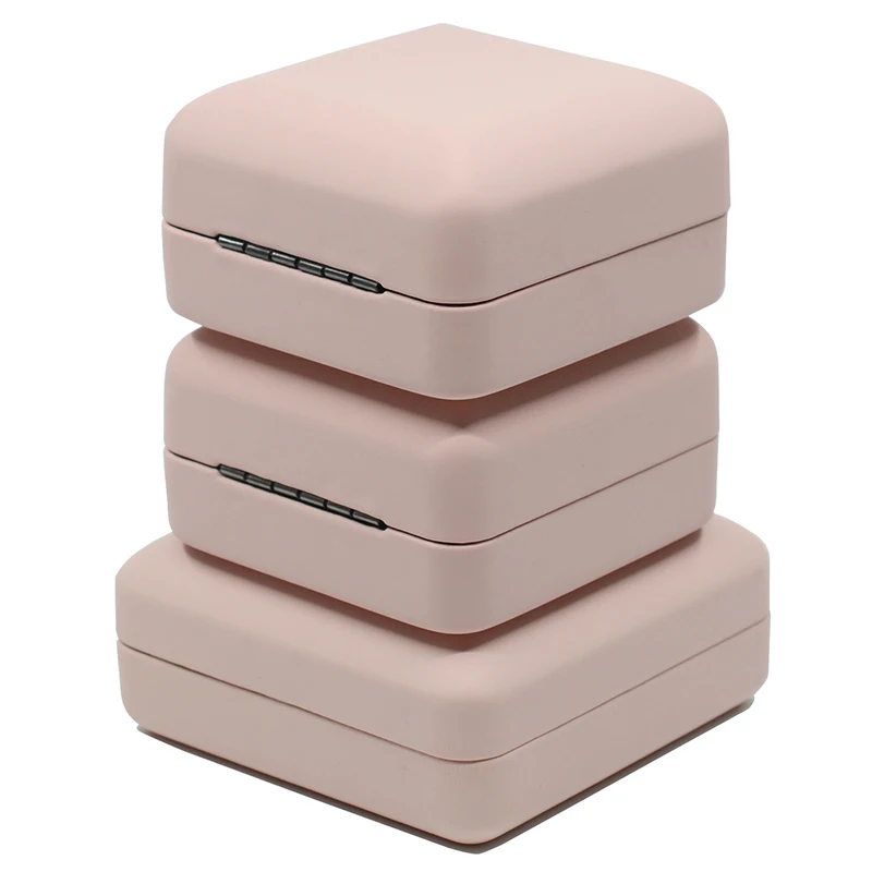 LED Jewelry Box High-end Wedding Square Ring Earrings Bracelets Necklaces Gift Organizer Leather Storage Box