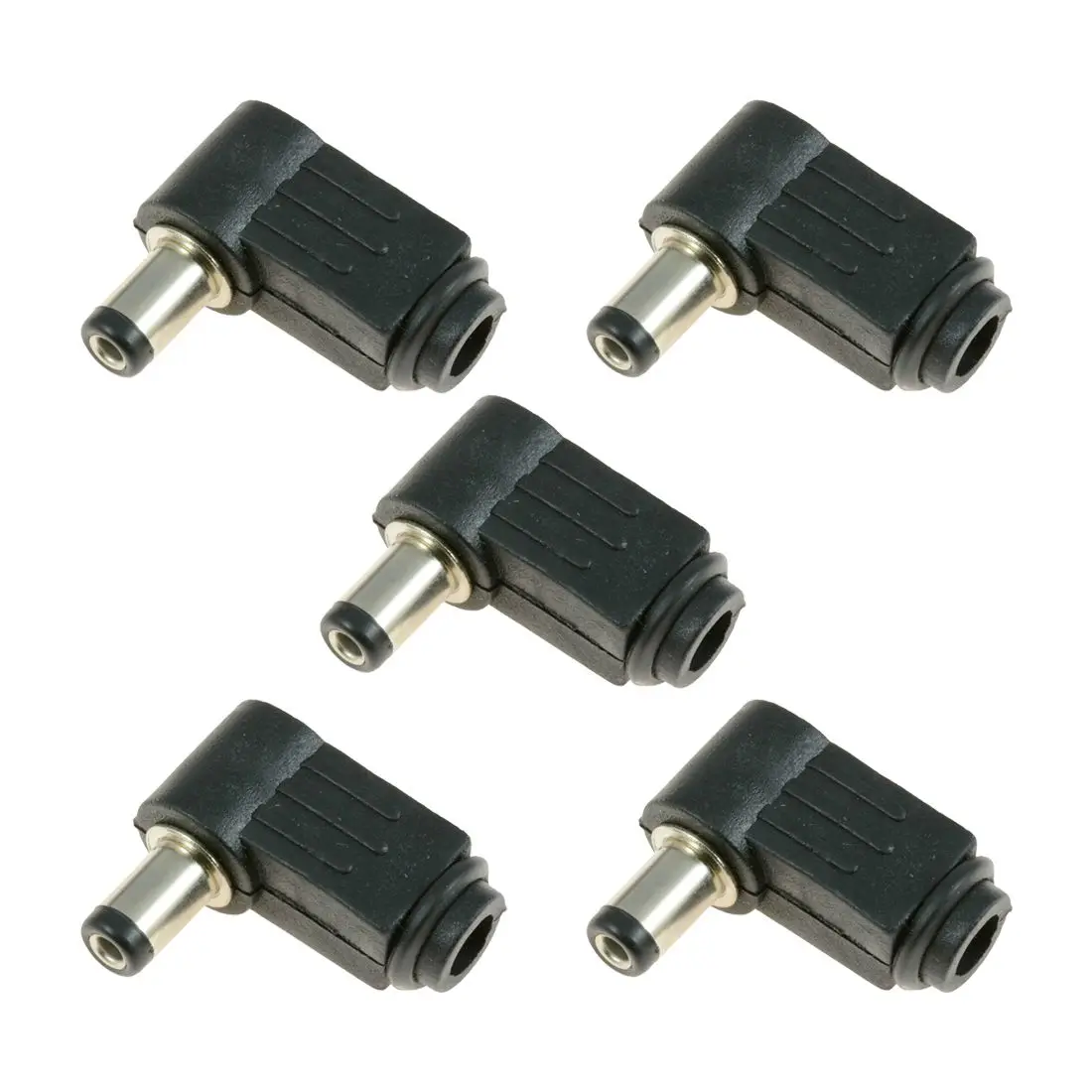

DC In-Line Plug Socket Jack Connector Male Right Angle Plug 2.1mm 5pcs