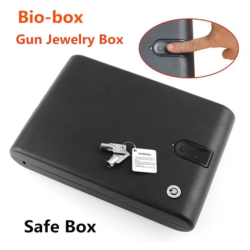 Biometric Fingerprint Safe Box Key Gun Vault Jewelry Box Cable Portable