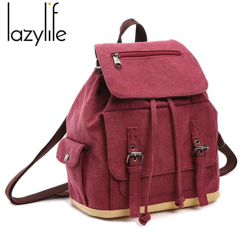 

LAZYLIFE Backpack Women Canvas Female Backpacks Teenager School Bags Mochila Feminina Rucksack Mochilas Mujer