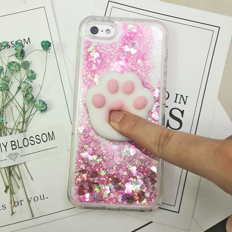 3D Cartoon Squishy Cat Quicksand Case For iPhone 5 s SE Case For iPhone 6 6s 7 8 Plus X Case Glitter Liquid Back Cover Case (12)
