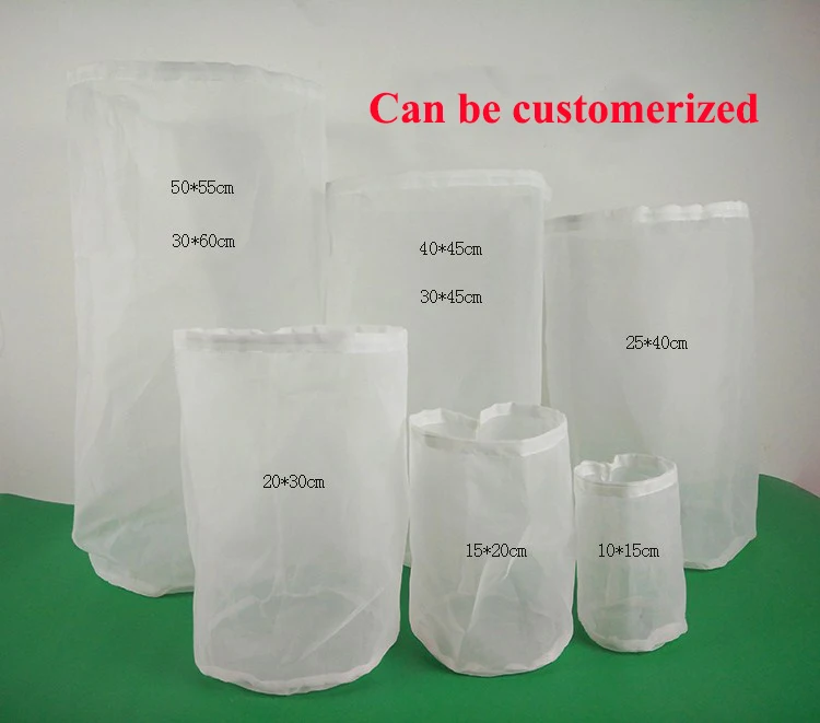 

Hot Sale 20X30CM Nut Milk filter bag Kitchen Sprout Bag Commercial Grade Juices Strainer Filter Bag with Top Draw String