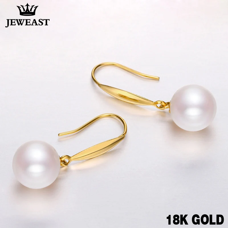 Nouveau 14k or Jaune 8 Mm Blanc Lisse Véritable Eau Douce Perle Boucles D/'oreilles Clou