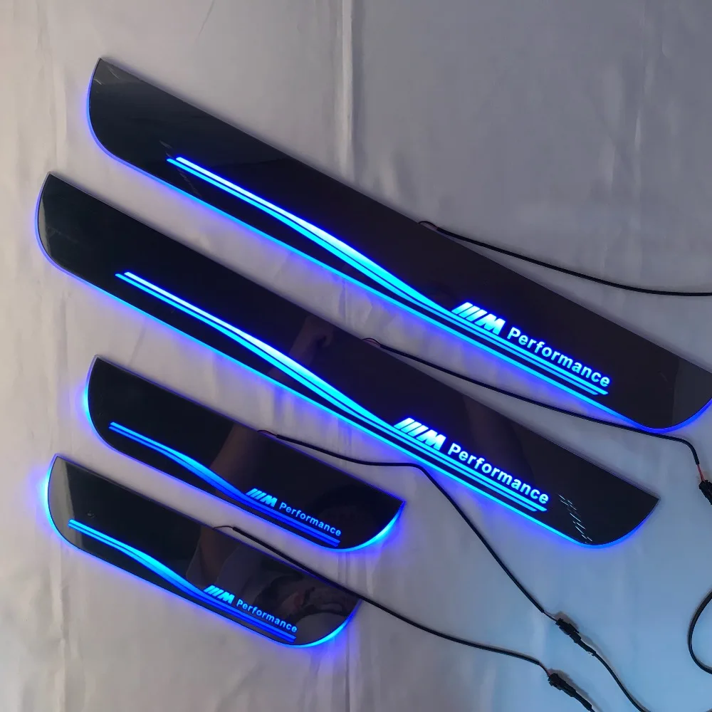 

RQXR led moving door scuff for bmw e39 dynamic door sill plate flat lining overlay flow/fixed light, 4pcs
