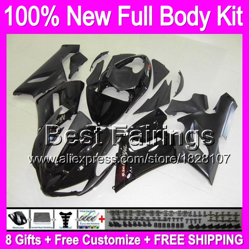 

+decal+Tank Cover ALL black For KAWASAKI NINJA ZX6R 05-06 B82 ZX-6R gloss black ZX 6R 636 ZX636 05 06 2005 2006 Fairing