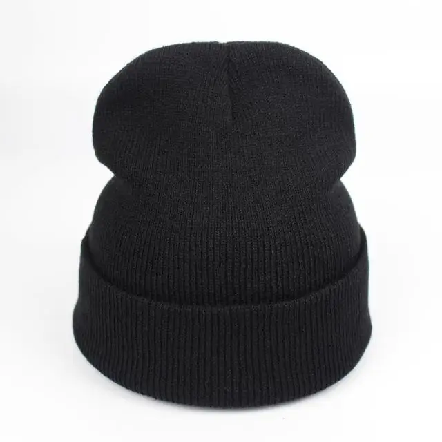 Новая модная зимняя шапка женская мужская шапка черепки шапки унисекс теплые шапки вязаные шапки для мужчин шапки простые теплые мягкие шапки - Цвет: black