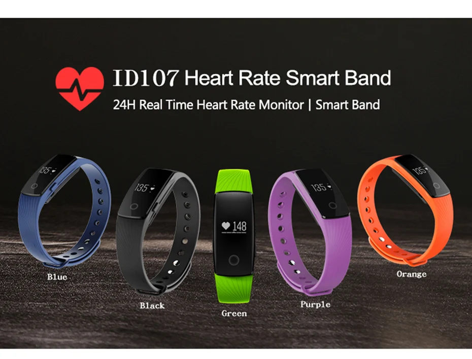 ID107 Smart Wristband 24h Heart Rate Monitor Step Pedometer Sports Wristwatch Call Reminder Alarm Bracelet For Smartphone 2017 (2)