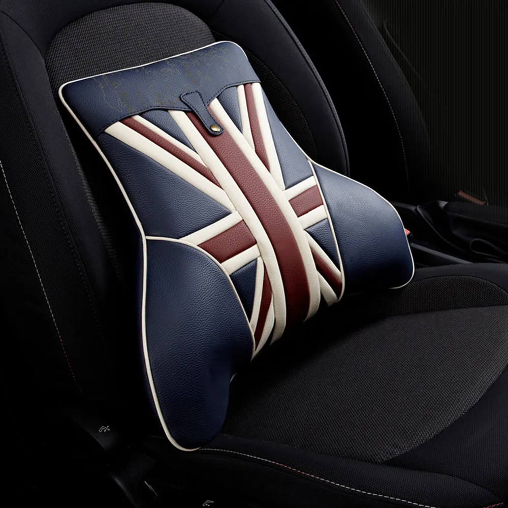 Английский стиль, автомобильное кресло с эффектом памяти из хлопка и пены, поясничная Подушка для спины, подушка для отдыха для BWM Mini Cooper JCW, автомобильные аксессуары - Название цвета: Синий