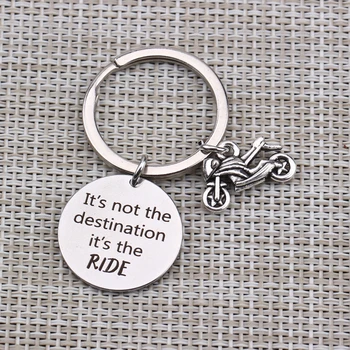 

Motorcycle Enthusiast Key Chain Hand Stamped Jewelry Men Women For Boyfriend Keyring Charm Car Key Pendant "It's The RIDE"