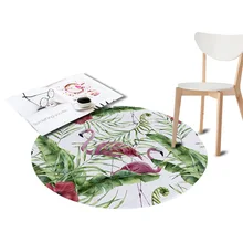 Коралловый бархатный Коврик для пола с принтом фламинго, большой круглый ковер для гостиной, детской комнаты, игровая зона, тропические растения, напольные коврики