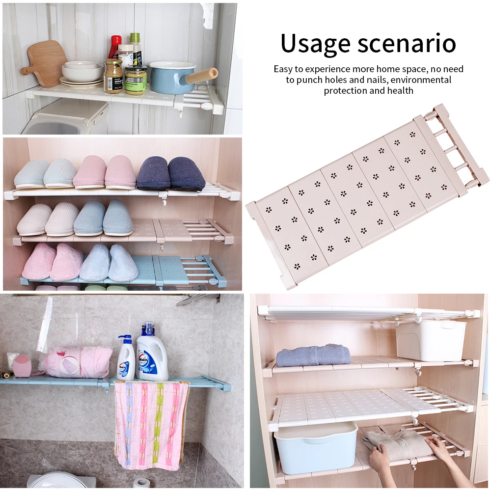 

Wall Mounted Rack Layered Separator Adjustable Layered Shelves Wardrobe Storage Kitchen Bathroom Compartment Shelves Organizer