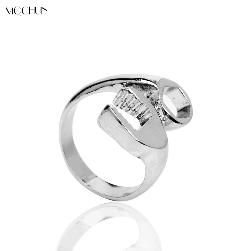 

MQCHUN Fashion New style punk biker wrench Cool Biker Mechanic Wrench Mens Ring Punk Style Rings for Men Christmas Party Gift