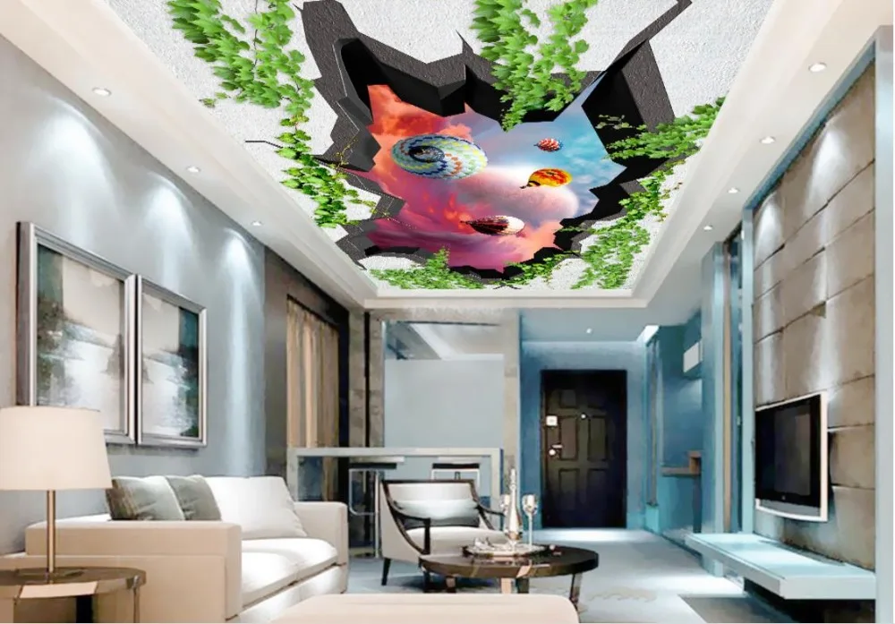 Custom Large Stereoscopic 3d Ceiling Murals Modern Wallpaper Cave
