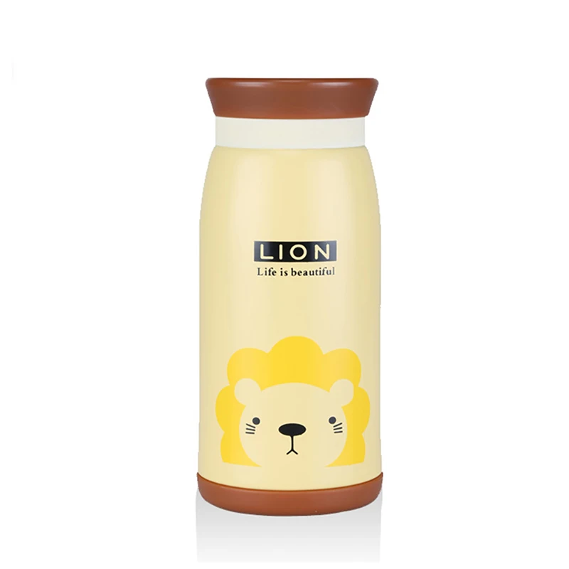 Милый мультфильм Утка Олень слон кролик панда Лев Термокружка животных термос чашка для женщин и детей бутылка для воды - Цвет: lion