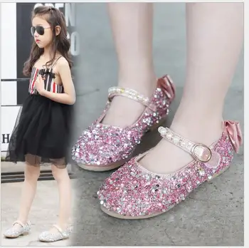 

Autumn Girls Shoes Bead Mary Janes Flats Fling Princess Shoes Baby Dance Shoes Kids Sandals Children Wedding Pink Bling Shoes