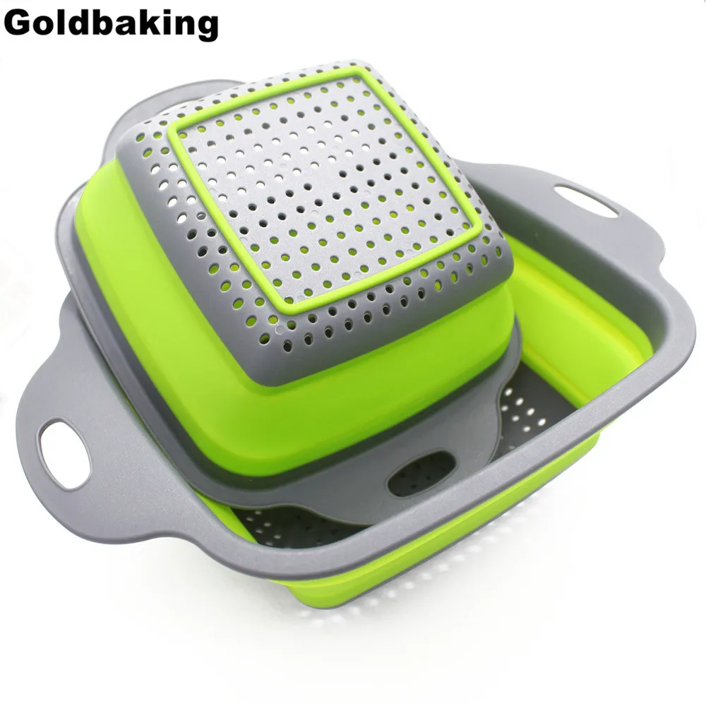 Goldbaking набор из 2 предметов складная дуршлаг силиконовая кухонная корзина для