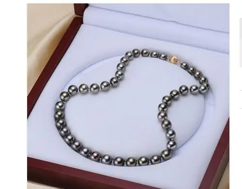 

stunning round freshwater 11-12mm black green red pearl necklace 18inch 925silver