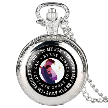 

"To MY SON' Engraving Word Quartz Pocket Watch Men Roman Number Watches Unique FOB Clock Chain Boy Son Birthday Christmas Gifts