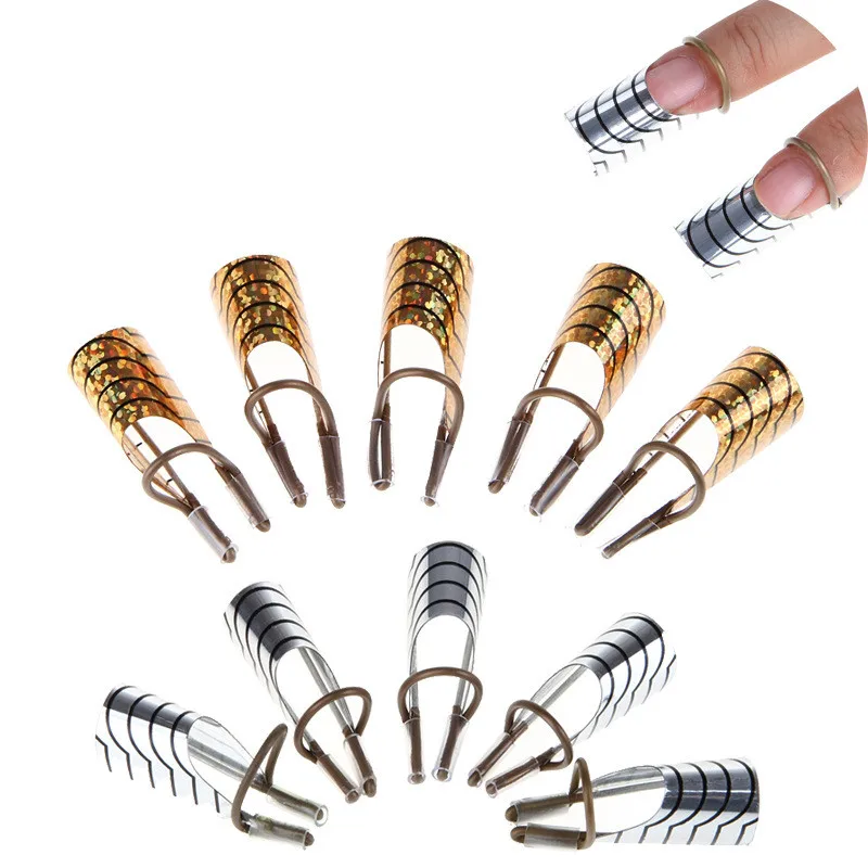 

5pcs Nail Art Extension Guide Tips French Foil Acrylic Polish Gel UV Design Form Reusable Metal Mold Manicure Tool