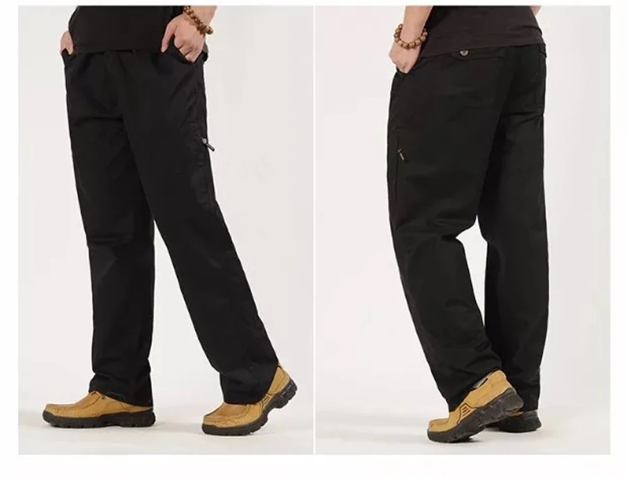 Новые мужские повседневные брюки, мешковатые Прямые хлопковые брюки, мужская верхняя одежда, много карманов, военные брюки-карго, длинные брюки для мужчин