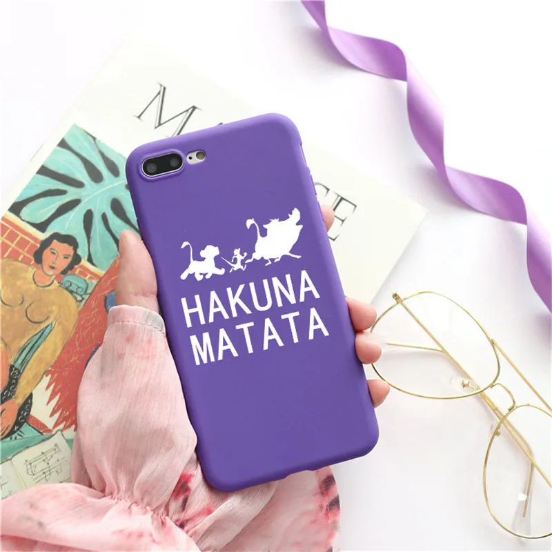Мягкий силиконовый матовый чехол из ТПУ для iPhone 6 XR XS MAX 8 8Plus X 7 7Plus 11 Pro, чехол с изображением короля льва пумбы Hakuna Matata