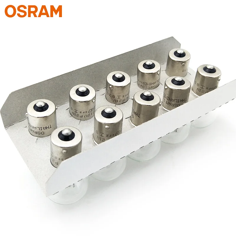 Лампа Ксеноновая OSRAM 12V первоначально 7506 P21W S25 21 Вт Стандартный металлические основания сигнала поворота светильник фонари заднего хода OEM авто лампы стоп сигнала,, 10 шт