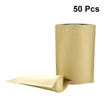 50 шт./упак. практичный крафт Бумага само стоячие сумка Алюминий Фольга плёнка ТЗ влаги застёжка-молния, Чай запечатанном пакете, пузырчатая пленка(коричневый