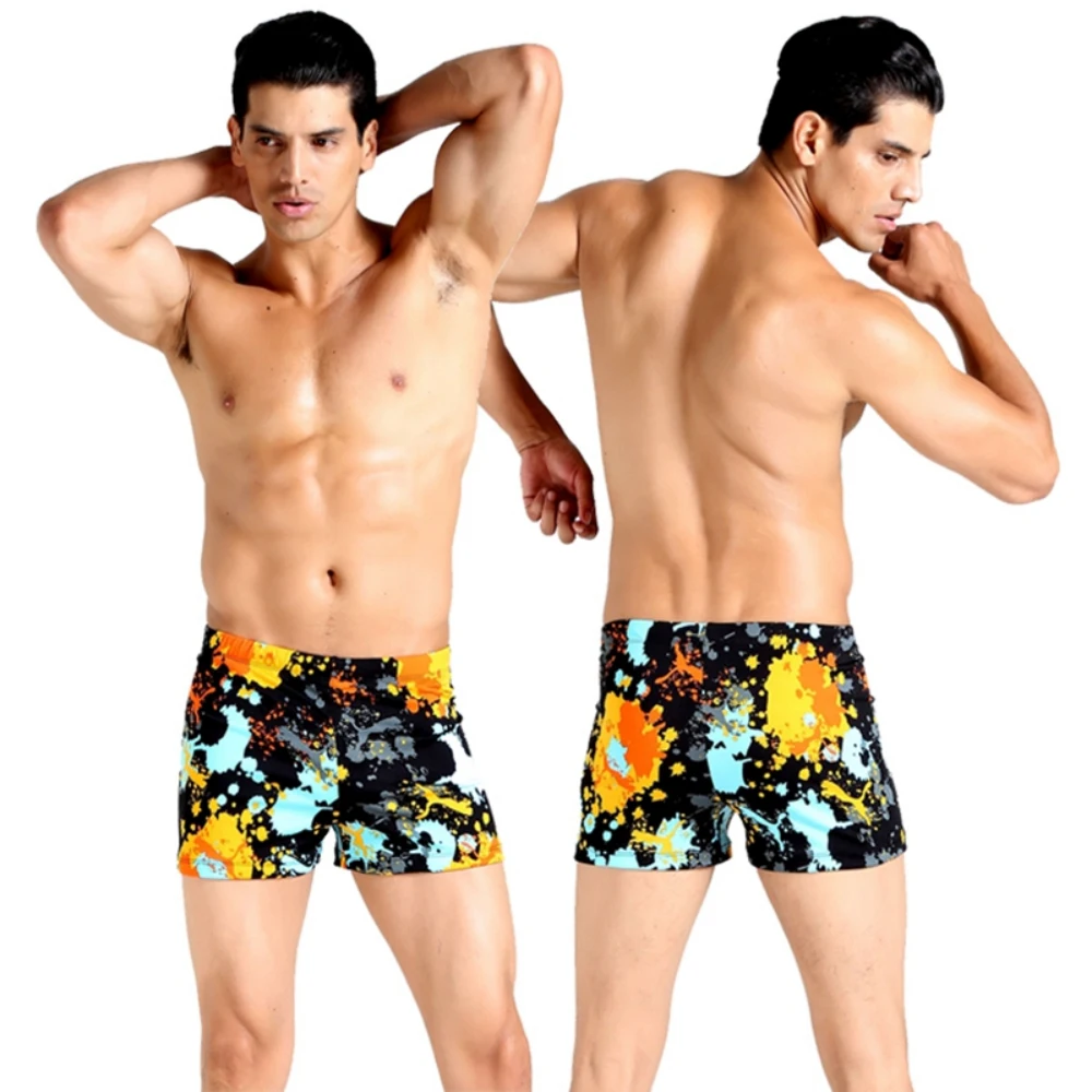Hot Brand Men Swimming Trunks Boxers Sexy Print Low Waist Men's Beach