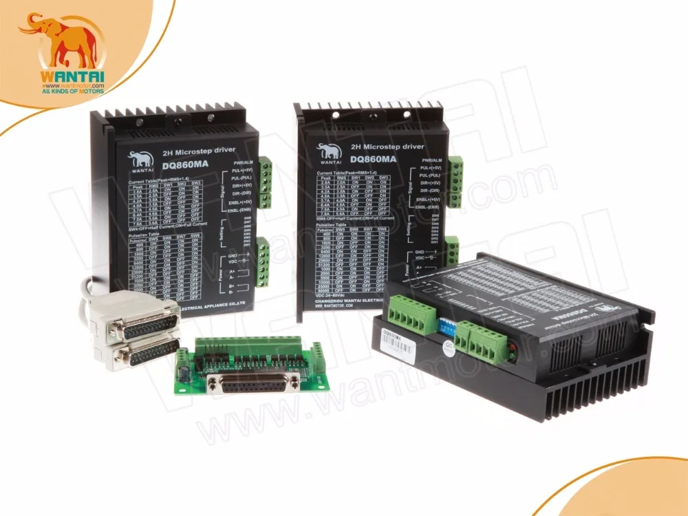 3 осевой шаговый двигатель Nema34 Wantai 1090OZ In 5.6A 85BYGH450D 008 и Драйвер DQ860MA 7.8A блок питания