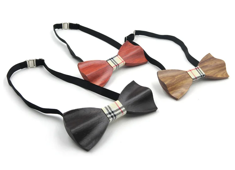 Rbocott 3D деревянный галстук-бабочка Для мужчин красный свадебные лук Галстуки с коробкой Мода Повседневное роскошный черный лук Галстуки дерево винтаж для Для мужчин аксессуар