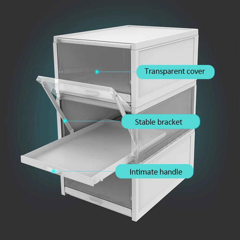 3 шт бытовой ящик типа складной прозрачный пластиковый ящик для хранения обуви прозрачная Складная хорошо складируемая коробка для обуви Органайзер стойка