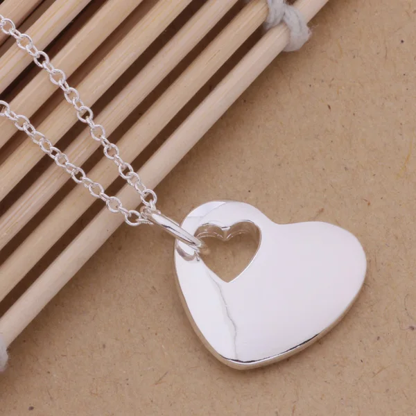 

Fashion Silver Jewelry Heart Pendant Necklace For Women AN241