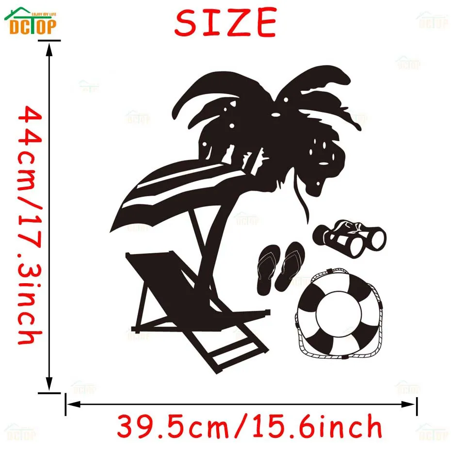 Palm Trees Silhouettes Beach Summer Wall Decal Removable Vinyl Art Wall Sticker  For Living Room Sofa Background Decoration (6)