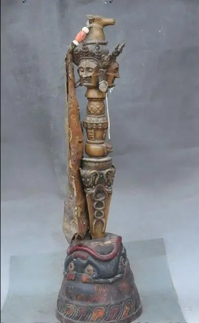 

free old Tibet bronze Mahakala buddha statue Exorcism Phurba Vajra FaQi Dagger Holder fast