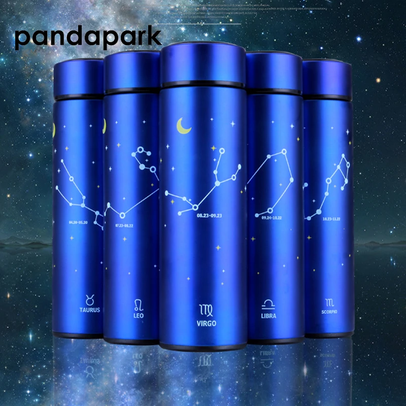 Pandapark Zodiac, 450 мл, Синий Термос, стакан из нержавеющей стали, автомобильная вакуумная колба, Офисная кофейная кружка, автомобильная бутылка, термосы, OP-008