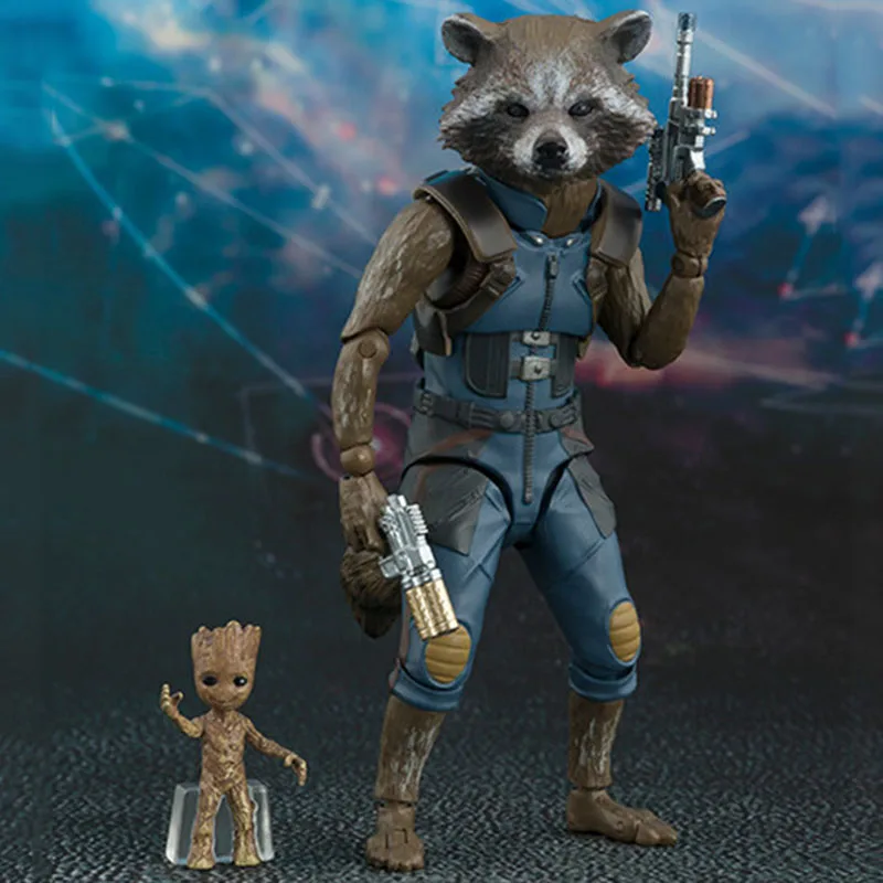 

Marvel Rocket Raccoon with Tree Man Baby Action Figure Doll Grunt Guardians of The Galaxy Model Toy Statue Figure Collections