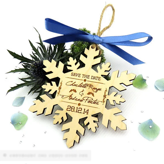 

Floral Heart Wooden Save the Date Custom, Personalized Wedding Fridge Magnets