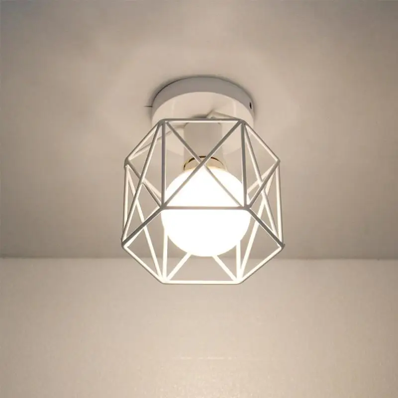 

Vintage Iron Chandelier Nordic Simple White Small Ceiling Lamp For Living Room LED Creative Dining Room Corridor Lights S3