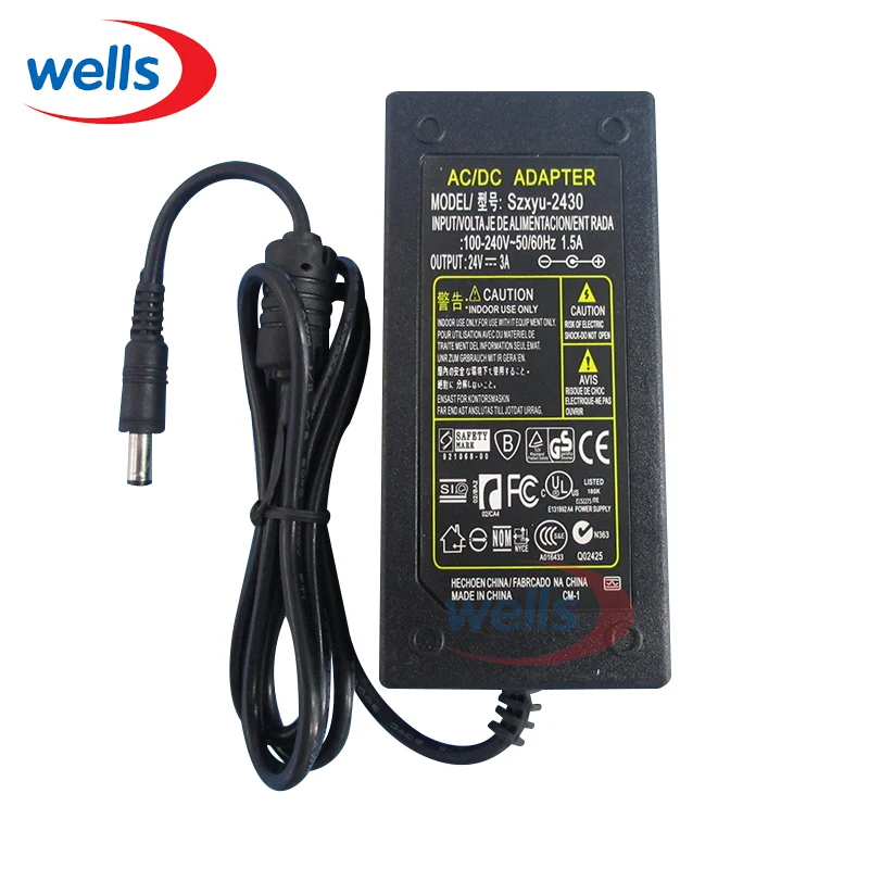

24V 3A 72W Watt AC/DC Power Adapter for adapter connector 2.1