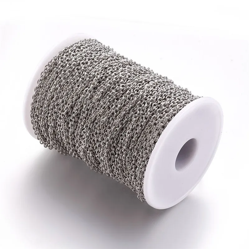 Kopen 50 M Roll 304 Rvs Kabel Kettingen Met Spool Voor Sieraden Maken Diy Armband Ketting Chain Finding