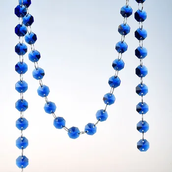 

183 CM Blue Glass Chandeliers Pendant Prisms 86 Bead/chain Wedding Light Hanging Parts DIY Home Decor Accessories Beauty Curtain